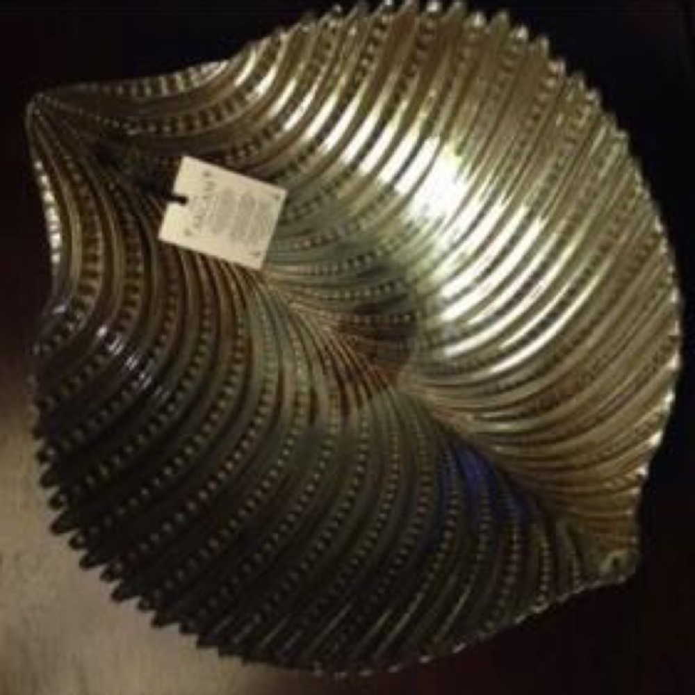 NEW Large Silver Glass Decorative Bowl Home Decor